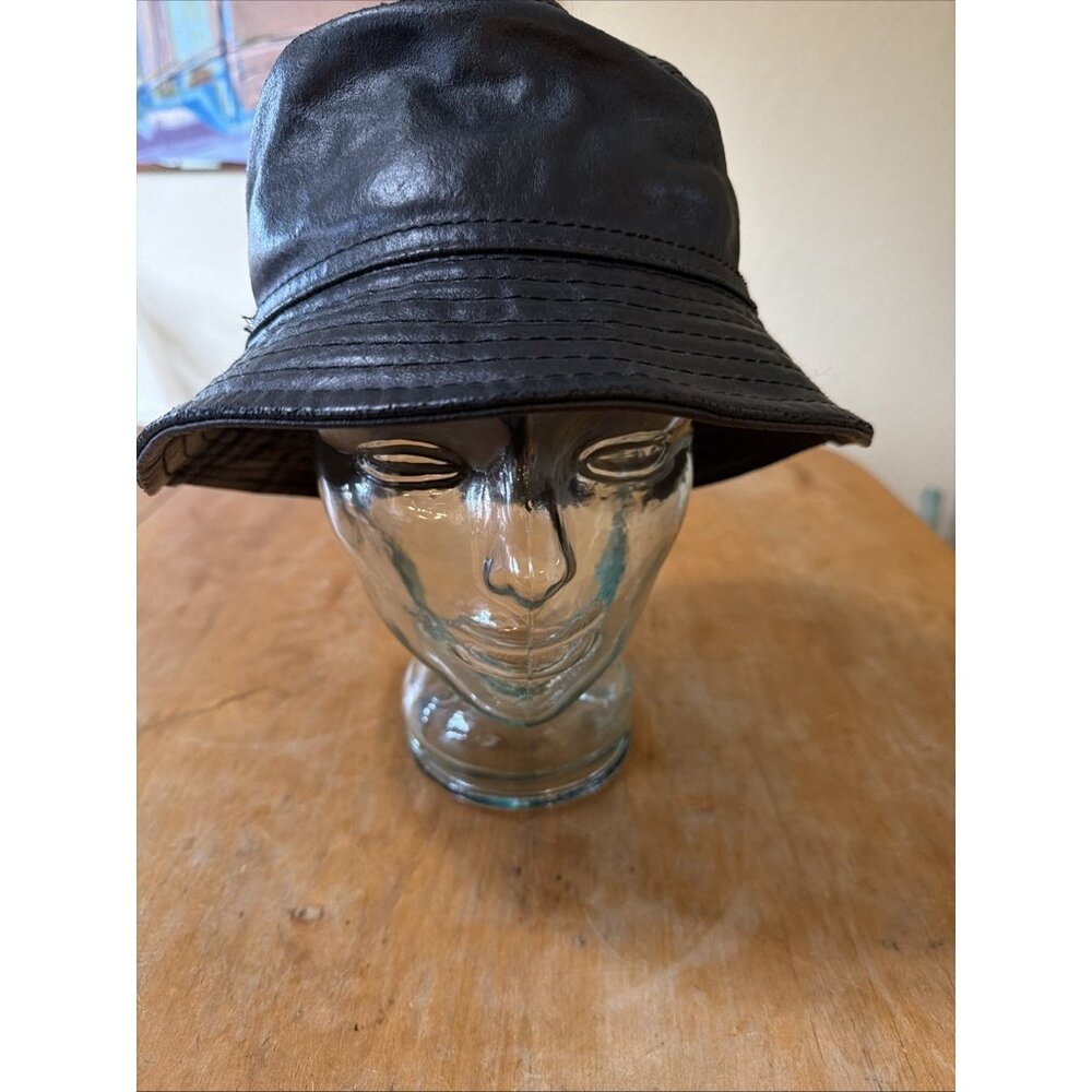 Vintage Wilsons Leather Bucket Hat Black Sz L